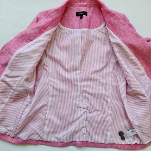 Talbots Pink Linen Blazer Jacket Single Button Lightweight Summer Office Work - Picture 6 of 10